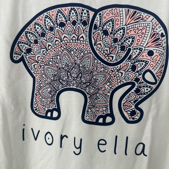 Ivory Ella Elephant Logo Long Sleeve Organic Cotton  T-Shirt S - Picture 3 of 5